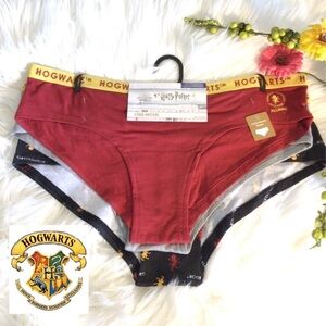 3-Pk Briefly Stated Womens Hogwarts Gryffindor Cotton Hipster Panty Choose Size